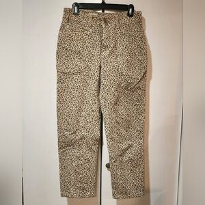Pilcro Mid Rise Cargo Leopard Denim